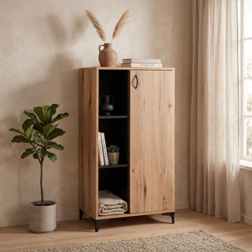 ΒΙΤΡΙΝΑ Fylliana Alba ARTISAN OAK-ΜΑΥΡΟ 68x40x134εκ