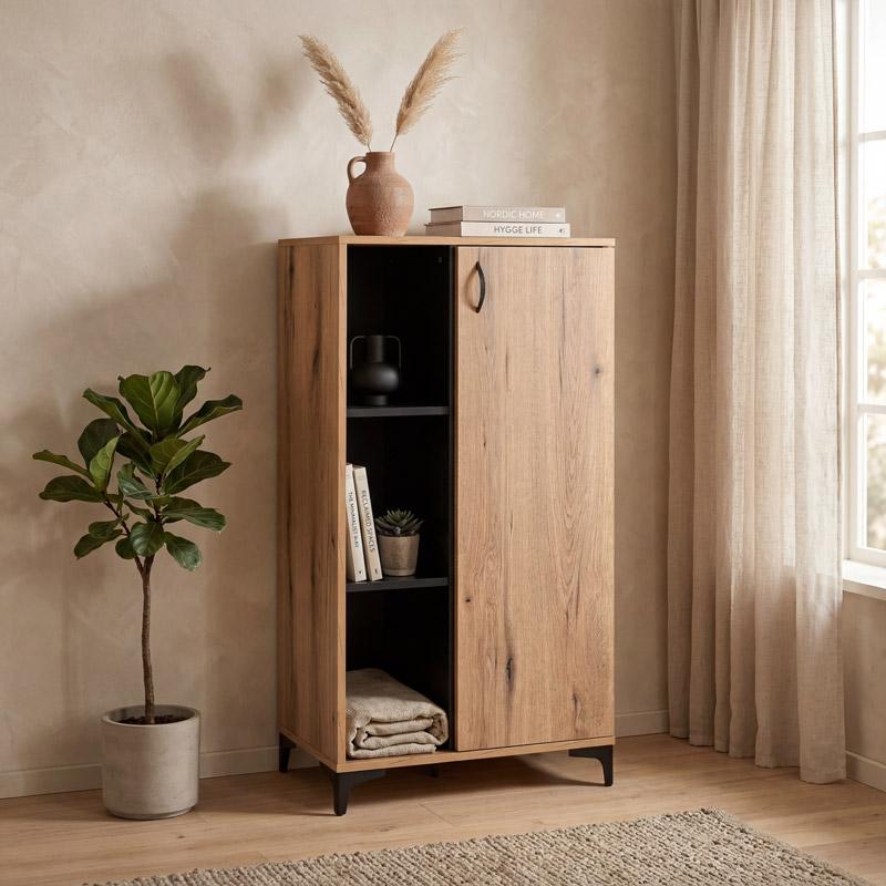 ΒΙΤΡΙΝΑ Fylliana Alba ARTISAN OAK-ΜΑΥΡΟ 68x40x134εκ ΒΙΤΡΙΝΑ Fylliana Alba ARTISAN OAK-ΜΑΥΡΟ 68x40x134εκ