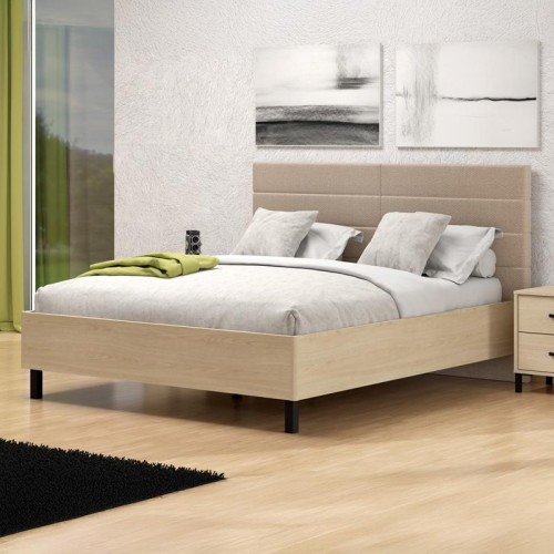 ΔΙΠΛΟ ΚΡΕΒΑΤΙ ALBELA 180 LIGHT PORT ΧΡΩΜΑ ΜΕ ΜΠΕΖ ΥΦΑΣΜΑ 198x214x115εκ