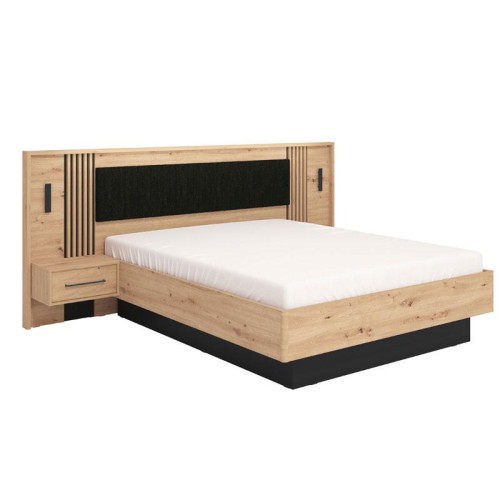 ΔΙΠΛΟ ΚΡΕΒΑΤΙ ASCALON 160 PLUS ARTISAN-ΜΑΥΡΟ ΜΕ ΓΚΡΙ ΥΦΑΣΜΑ 268x209x115εκ