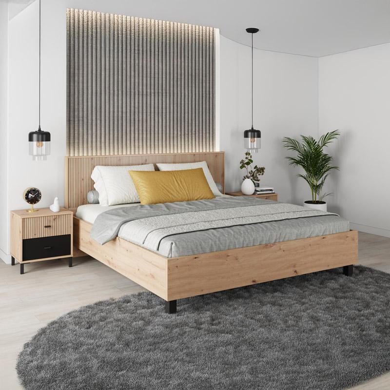 ΔΙΠΛΟ ΚΡΕΒΑΤΙ AVIGNON 180 ARTISAN OAK-ΜΑΥΡΟ ΧΡΩΜΑ 193x211x102εκ ΔΙΠΛΟ ΚΡΕΒΑΤΙ AVIGNON 180 ARTISAN OAK-ΜΑΥΡΟ ΧΡΩΜΑ 193x211x102εκ