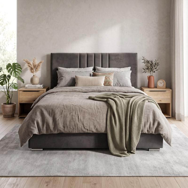 ΔΙΠΛΟ ΚΡΕΒΑΤΙ Fylliana Alessio TAUPE ΧΡΩΜΑ ΥΦΑΣΜΑΤΟΣ 175x214x115εκ (160x200)