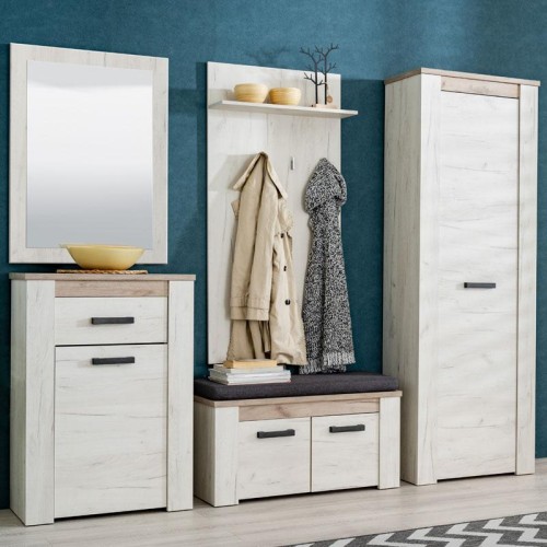 ΕΠΙΠΛΟ ΧΟΛ KENT P1 ΛΕΥΚΟ OAK - GREY OAK 68,5x36,5x195εκ