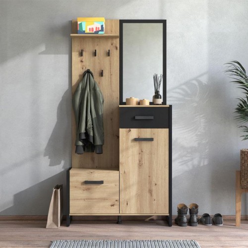 ΕΠΙΠΛΟ ΧΟΛ ΜΕ ΚΑΘΡΕΦΤΗ OLERON ARTISAN-ΜΑΥΡΟ-ΜΑΥΡΟ ΜΑΤ FOIL 94x33x191εκ