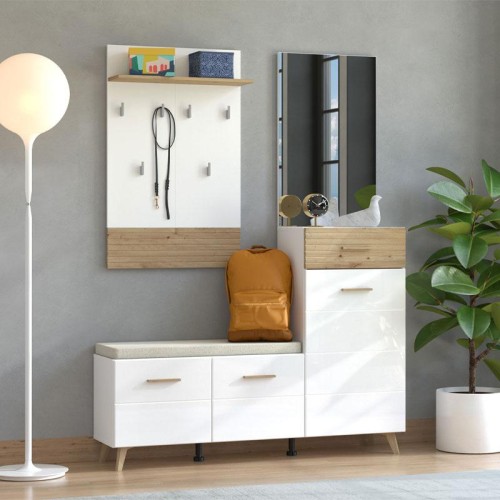 ΕΠΙΠΛΟ ΧΟΛ ΜΕ ΚΑΘΡΕΦΤΗ SEIN ARTISAN-WHITE HIGH GLOSS FOIL 141x35,5x189,5εκ
