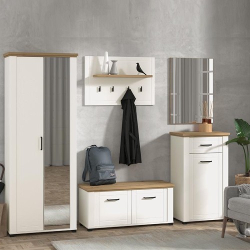 ΕΠΙΠΛΟ ΕΙΣΟΔΟΥ VALENCIA P2 OG ΛΕΥΚΟ-ARTISAN OAΚ-ΛΕΥΚΟ ΜΑΤ 75x41x194,5εκ