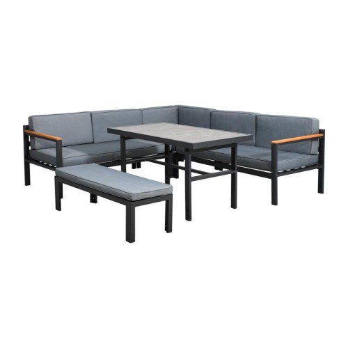 ΓΩΝΙΑΚΟ ΣΕΤ ΚΗΠΟΥ Fylliana Estelle ΓΚΡΙ ΧΡΩΜΑ 213x213x65εκ