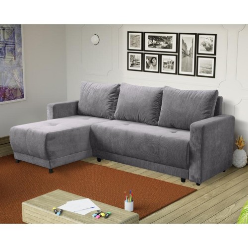 ΓΩΝΙΑΚΟΣ ΚΑΝΑΠΕΣ ΚΡΕΒΑΤΙ CLOUD ΣΚΟΥΡΟ ΓΚΡΙ 230x155x80εκ