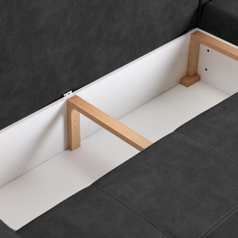 ΓΩΝΙΑΚΟΣ ΚΑΝΑΠΕΣ MOET ΓΚΡΙ ΧΡΩΜΑ 263x167x83εκ