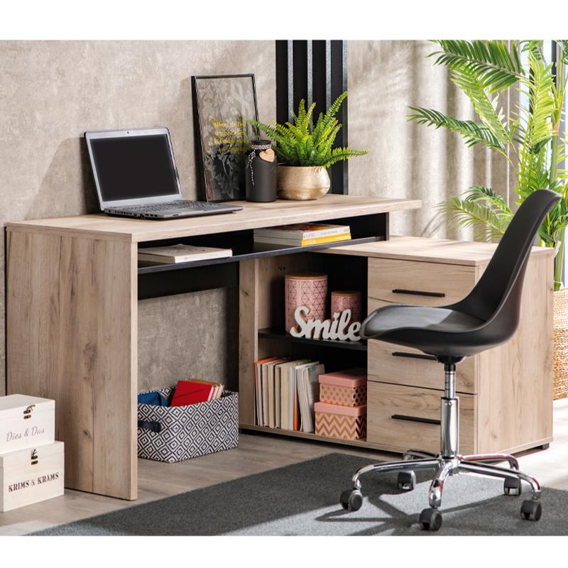 ΓΡΑΦΕΙΟ ARHIMED GREY OAK-ΜΑΥΡΟ 138x102x75εκ