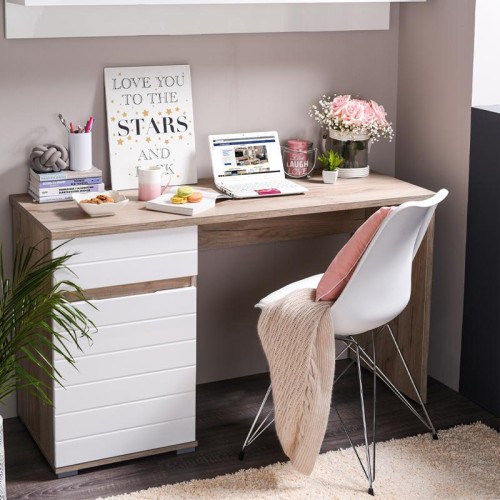ΓΡΑΦΕΙΟ Elan GREY OAK/ΛΕΥΚΗ ΛΑΚΑ 130x50x75,5εκ