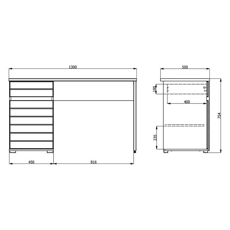 ΓΡΑΦΕΙΟ Elan GREY OAK/ΛΕΥΚΗ ΛΑΚΑ 130x50x75,5εκ
