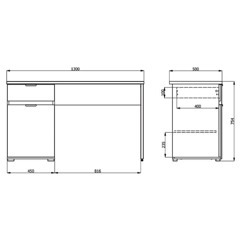 ΓΡΑΦΕΙΟ Jan SONOMA/ΛΕΥΚΟ 130x50x75,5εκ