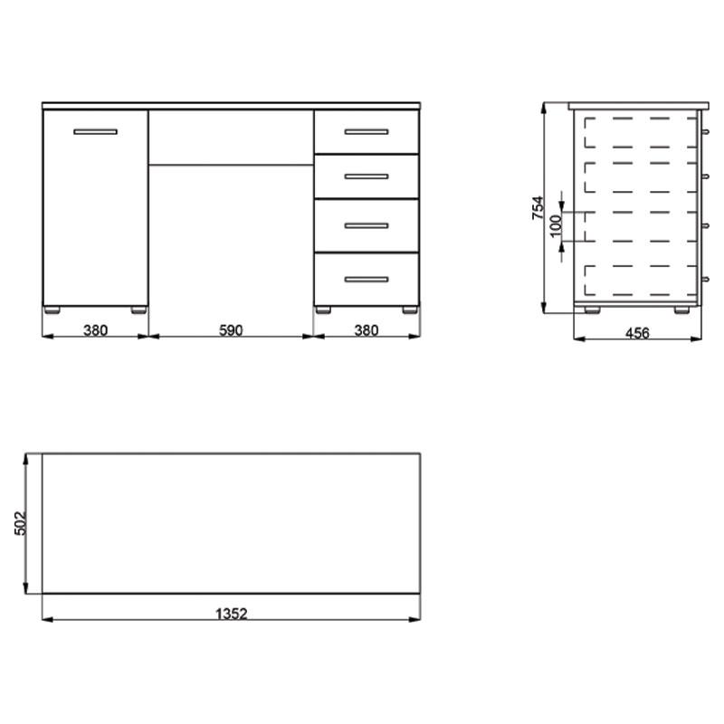 ΓΡΑΦΕΙΟ LIBER ΛΕΥΚΟ 135x50x75,5εκ