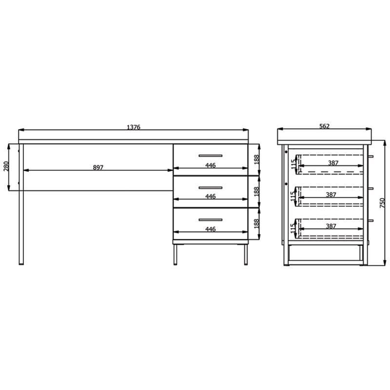 ΓΡΑΦΕΙΟ SARDINIA RS ARTISAN OAK 137,5x56x75εκ