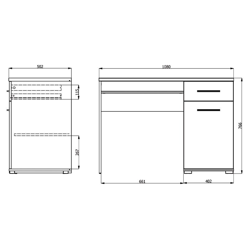 ΓΡΑΦΕΙΟ TALES SONOMA / ΜΑΥΡΟ 108x50x76,5εκ