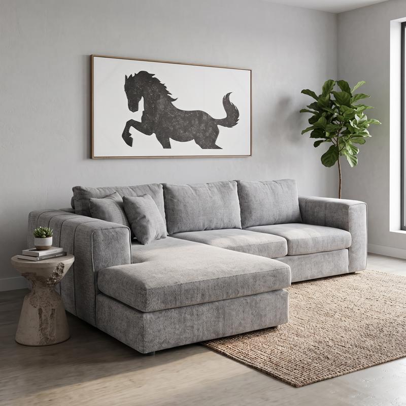 ΚΑΝΑΠΕΣ Fylliana Mondore ΑΡΙΣΤΕΡΗ ΓΩΝΙΑ ΓΚΡΙ ΧΡΩΜΑ 280x180x83εκ