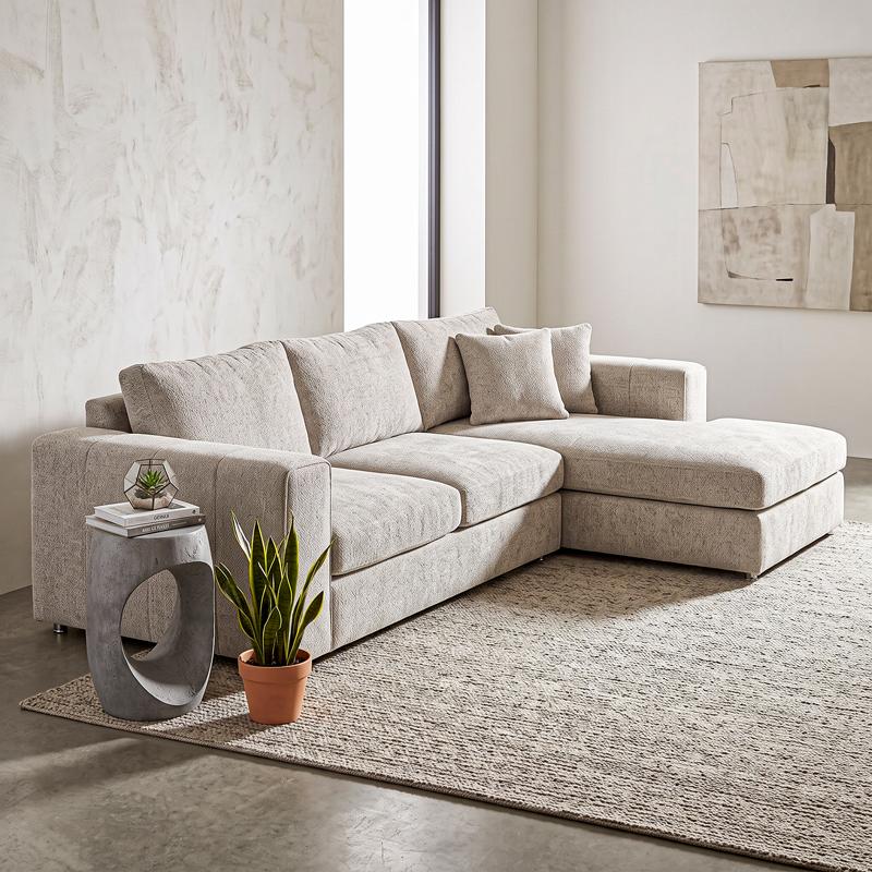 ΚΑΝΑΠΕΣ Fylliana Mondore ΔΕΞΙΑ ΓΩΝΙΑ ΜΠΕΖ ΧΡΩΜΑ 280x180x83εκ