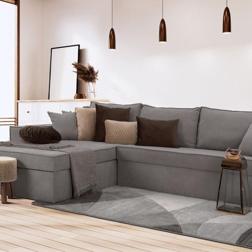 ΚΑΝΑΠΕΣ ΓΩΝΙΑ Fylliana OLYMP 23 ΓΚΡΙ 280*210*80