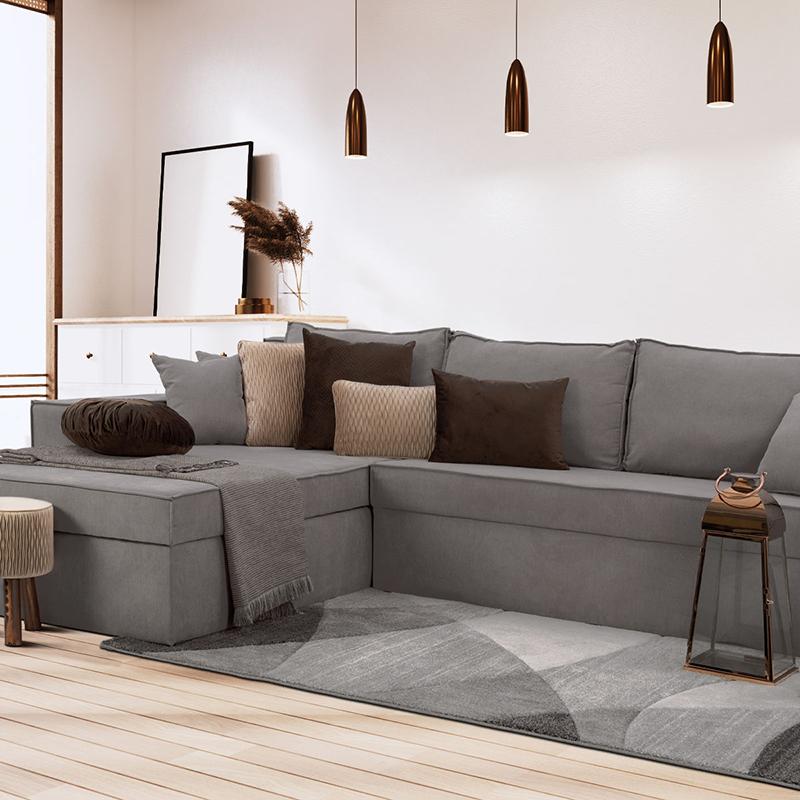 ΚΑΝΑΠΕΣ ΓΩΝΙΑ Fylliana OLYMP 23 ΓΚΡΙ 280*210*80