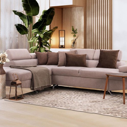 ΚΑΝΑΠΕΣ ΓΩΝΙΑ Fylliana RIO-M 3+4 ΑΡΙΣΤΕΡΗ TAUPE / ΚΑΦΕ 278*192*79