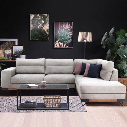 ΚΑΝΑΠΕΣ New Monaco ΔΕΞΙΑ ΓΩΝΙΑ ΓΚΡΙ ΑΝΟΙΧΤΟ 300*230*95