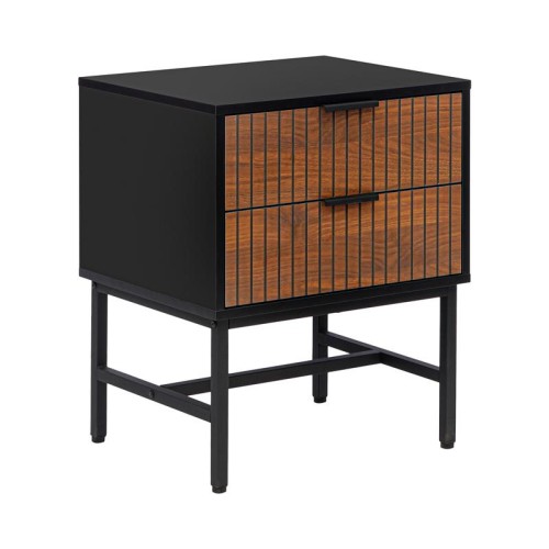 ΚΟΜΟΔΙΝΟ ΜΕ 2 ΣΥΡΤΑΡΙΑ Fylliana FL2405 ΜΑΥΡΟ-GREY OAK ΧΡΩΜΑ 48x40x60εκ