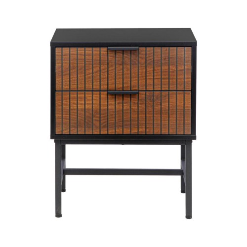 ΚΟΜΟΔΙΝΟ ΜΕ 2 ΣΥΡΤΑΡΙΑ Fylliana FL2405 ΜΑΥΡΟ-GREY OAK ΧΡΩΜΑ 48x40x60εκ