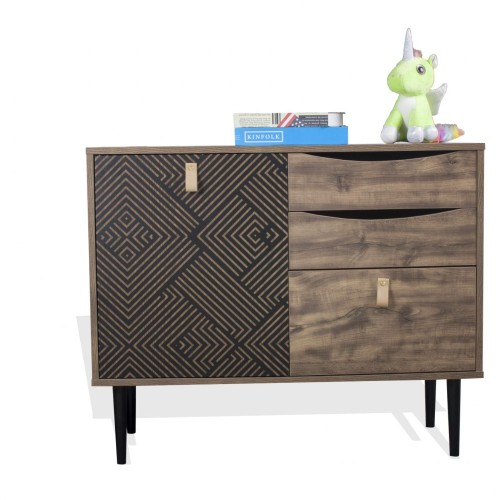 ΚΟΜΟΤΑ Fylliana "Home" ΜΑΥΡΟ ΜΕ GREY OAK 90*39.5*75