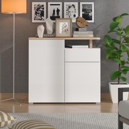 ΚΟΜΟΤΑ-ΜΠΟΥΦΕΣ ATERNO 103 2K1F2V ΛΕΥΚΟ/ARTISAN ΧΡΩΜΑ 103x40x94εκ