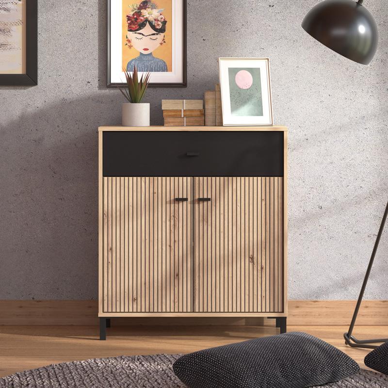 ΚΟΜΟΤΑ-ΜΠΟΥΦΕΣ Avignon 80 2K1F2V ARTISAN OAK-ΜΑΥΡΟ ΧΡΩΜΑ 80x40x90εκ ΚΟΜΟΤΑ-ΜΠΟΥΦΕΣ Avignon 80 2K1F2V ARTISAN OAK-ΜΑΥΡΟ ΧΡΩΜΑ 80x40x90εκ