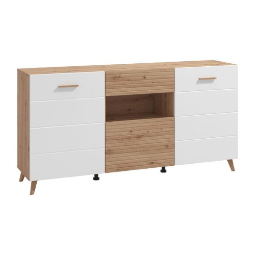 ΚΟΜΟΤΑ ΜΠΟΥΦΕΣ BRETAGNA 3K1F ARTISAN OAK-ΛΕΥΚΟ HIGH GLOSS FOIL 173x41,5x87,5εκ