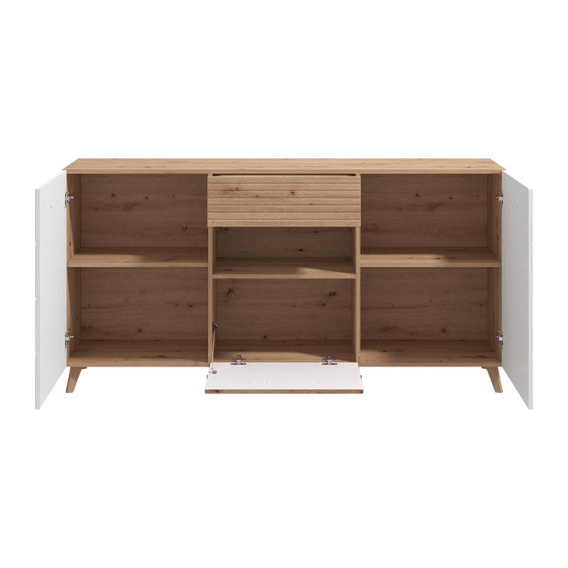 ΚΟΜΟΤΑ ΜΠΟΥΦΕΣ BRETAGNA 3K1F ARTISAN OAK-ΛΕΥΚΟ HIGH GLOSS FOIL 173x41,5x87,5εκ