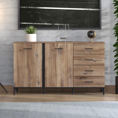 ΚΟΜΟΤΑ-ΜΠΟΥΦΕΣ CORSICA 3K4F FLAGSTAFF OAK-ΜΑΥΡΟ 159x42x92εκ