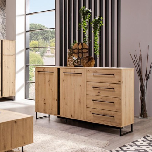 ΚΟΜΟΤΑ-ΜΠΟΥΦΕΣ SARDINIA 3K4F ARTISAN OAK / ΜΑΥΡΟ 159*42*92.5
