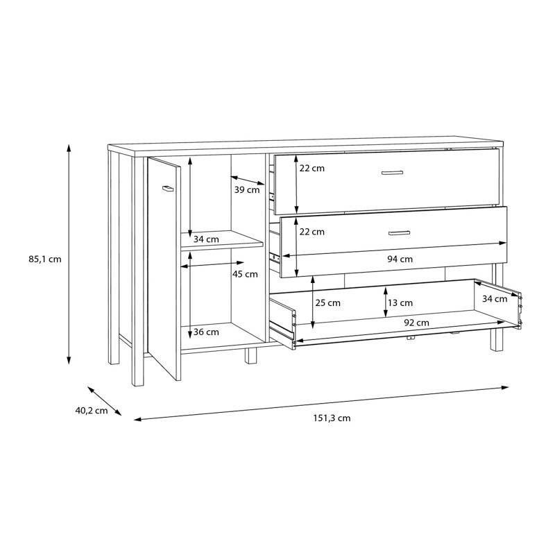 ΚΟΜΟΤΑ-ΜΠΟΥΦΕΣ TERRANO RIVIERA OAK ΧΡΩΜΑ 152x40x85εκ ΚΟΜΟΤΑ-ΜΠΟΥΦΕΣ TERRANO RIVIERA OAK ΧΡΩΜΑ 152x40x85εκ