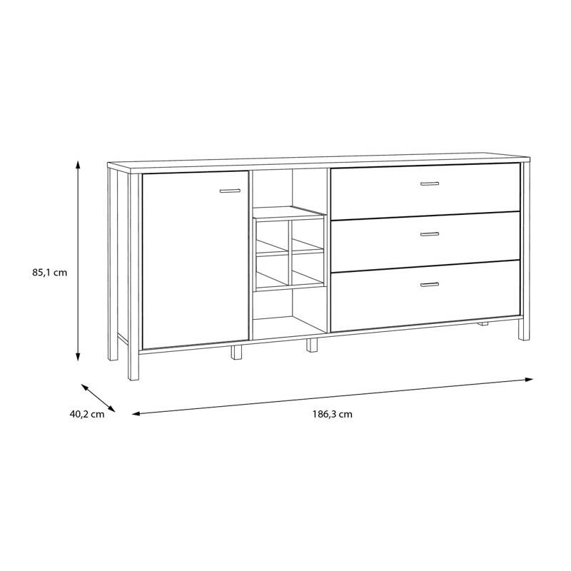ΚΟΜΟΤΑ-ΜΠΟΥΦΕΣ TERRANO RIVIERA OAK ΧΡΩΜΑ 187x40x85εκ ΚΟΜΟΤΑ-ΜΠΟΥΦΕΣ TERRANO RIVIERA OAK ΧΡΩΜΑ 187x40x85εκ