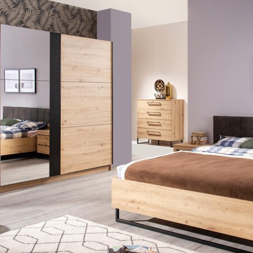 ΚΟΜΟΤΑ-ΣΥΡΤΑΡΙΕΡΑ SARDINIA 4F ARTISAN OAK / ΜΑΥΡΟ 91.5*42*93