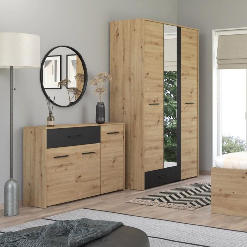 ΚΟΜΟΤΑ VARADERO 3K1F ARTISAN OAK-ΜΑΥΡΟ 119x33x80,5εκ