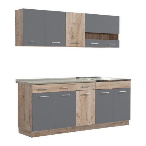 ΚΟΥΖΙΝΑ DALILA 200 GREY OAK / ΓΚΡΙ 200*51,5*206,5