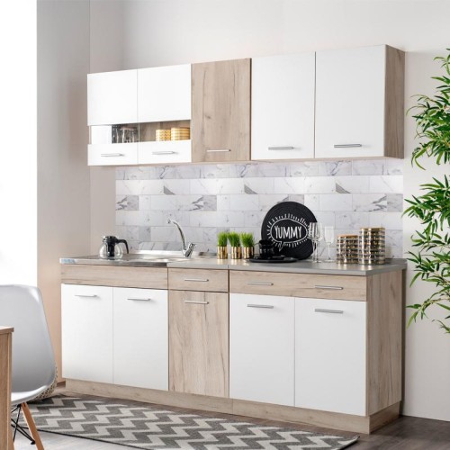 ΚΟΥΖΙΝΑ DALILA 200 GREY OAK / ΛΕΥΚΟ 200*51,5*206,5