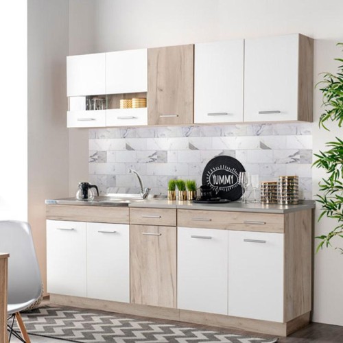 ΚΟΥΖΙΝΑ DALILA 80S GREY OAK / ΛΕΥΚΟ 80*51,5*206,5εκ