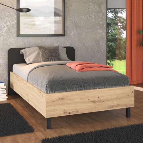 ΚΡΕΒΑΤΙ BARLETTA 120 ARTISAN ΜΕ ΓΚΡΙ ΥΦΑΣΜΑ 131x213,5x85,5εκ (120x200)