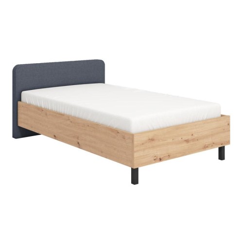 ΚΡΕΒΑΤΙ BARLETTA 120 ARTISAN OAK ΜΕ ΓΚΡΙ ΥΦΑΣΜΑ 131x213,5x85,5εκ (120x200)