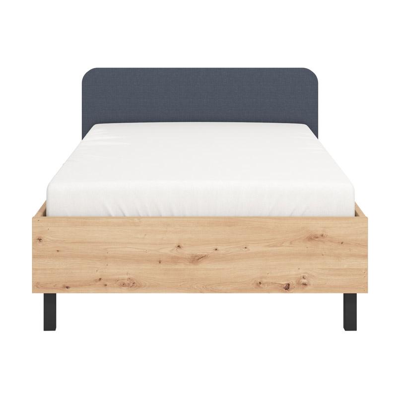 ΚΡΕΒΑΤΙ BARLETTA 120 ARTISAN OAK ΜΕ ΓΚΡΙ ΥΦΑΣΜΑ 131x213,5x85,5εκ (120x200)