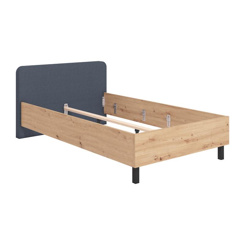 ΚΡΕΒΑΤΙ BARLETTA 120 ARTISAN OAK ΜΕ ΓΚΡΙ ΥΦΑΣΜΑ 131x213,5x85,5εκ (120x200)