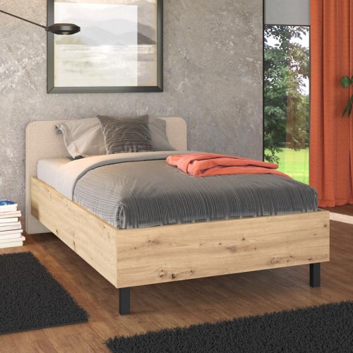 ΚΡΕΒΑΤΙ BARLETTA 120 ARTISAN OAK ΜΕ ΜΠΕΖ ΥΦΑΣΜΑ 131x213,5x85,5εκ (120x200)