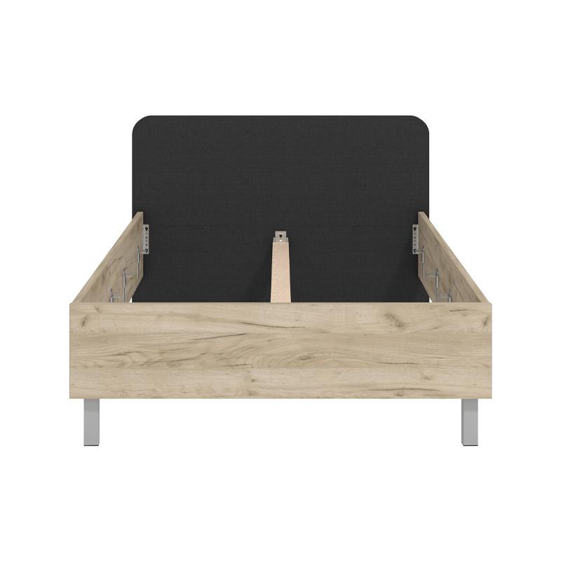 ΚΡΕΒΑΤΙ BARLETTA 120 GREY OAK ΜΕ ΓΚΡΙ ΥΦΑΣΜΑ 131x213,5x85,5εκ (120x200)