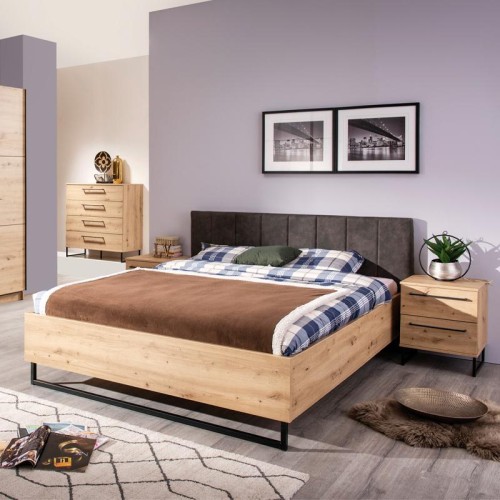 ΚΡΕΒΑΤΙ SARDINIA 160 ARTISAN OAK / ΜΑΥΡΟ 177.5*212*94