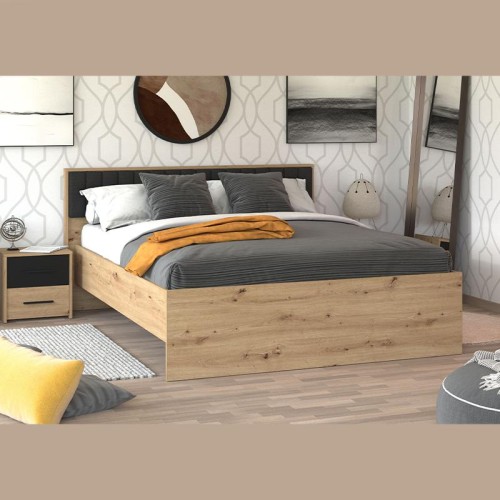 ΚΡΕΒΑΤΙ VARADERO 160 ARTISAN OAK-ΜΑΥΡΟ 175x206x92εκ